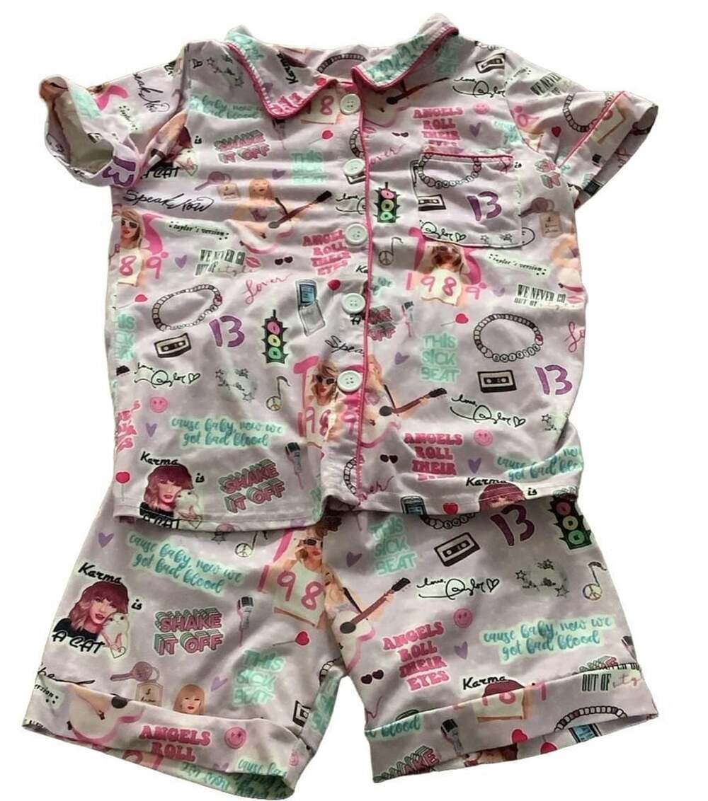 Eras Tour Pajama Set Size 5XL Short Sleeve Shorts Purple